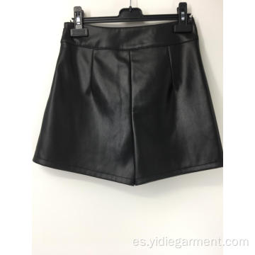 Mini culottes negros de cintura alta para mujer